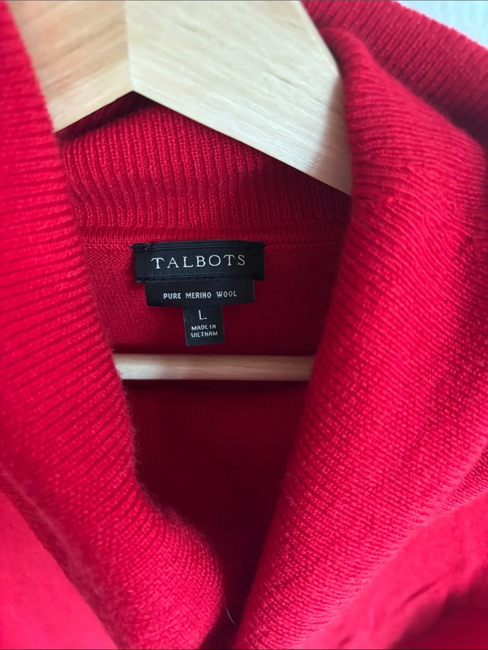 TALBOTS 100% Merino Wool Red Cowl Neck Women's Sweater Minimalist Large